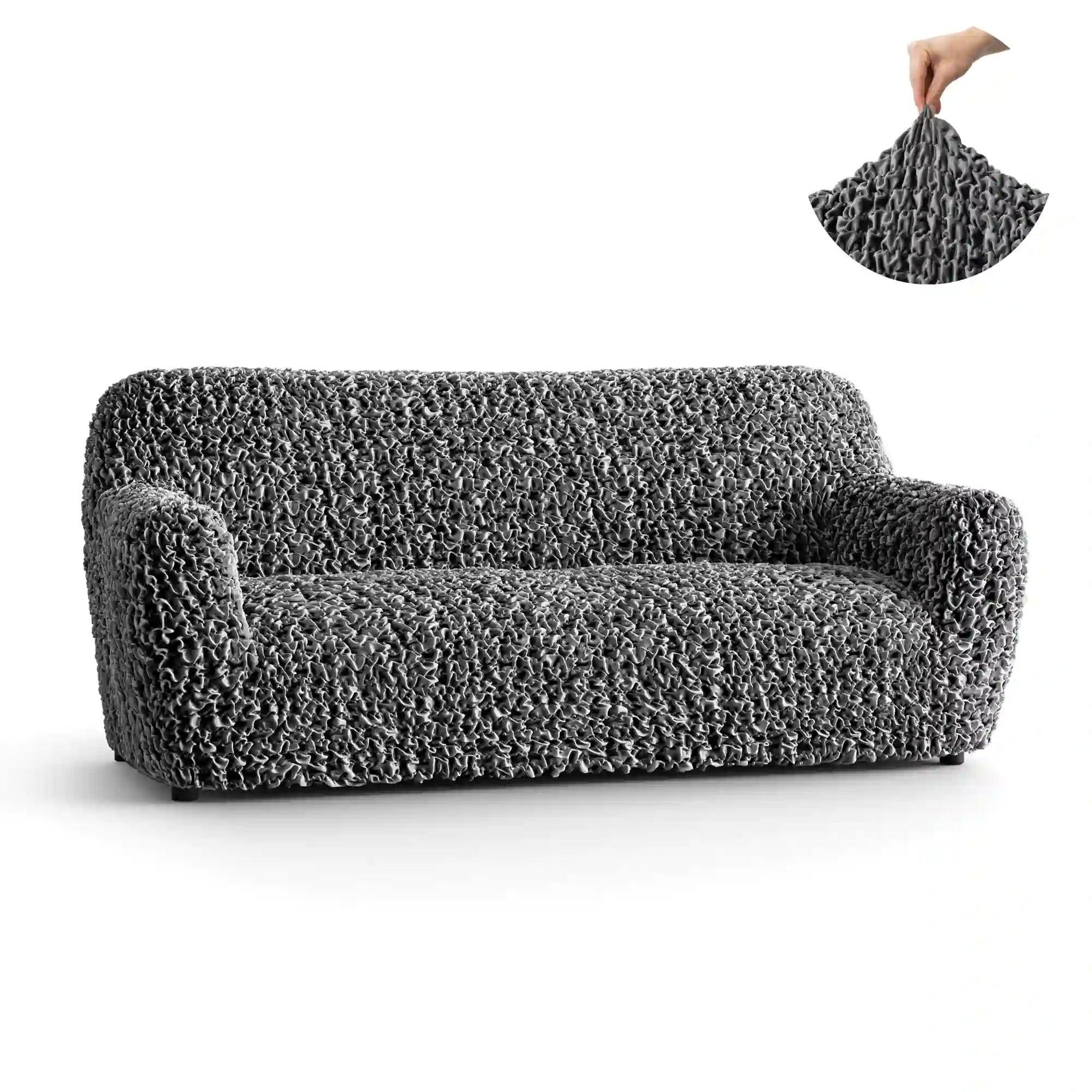 3 Seater Sofa Cover - Grey, Fuco Velvet